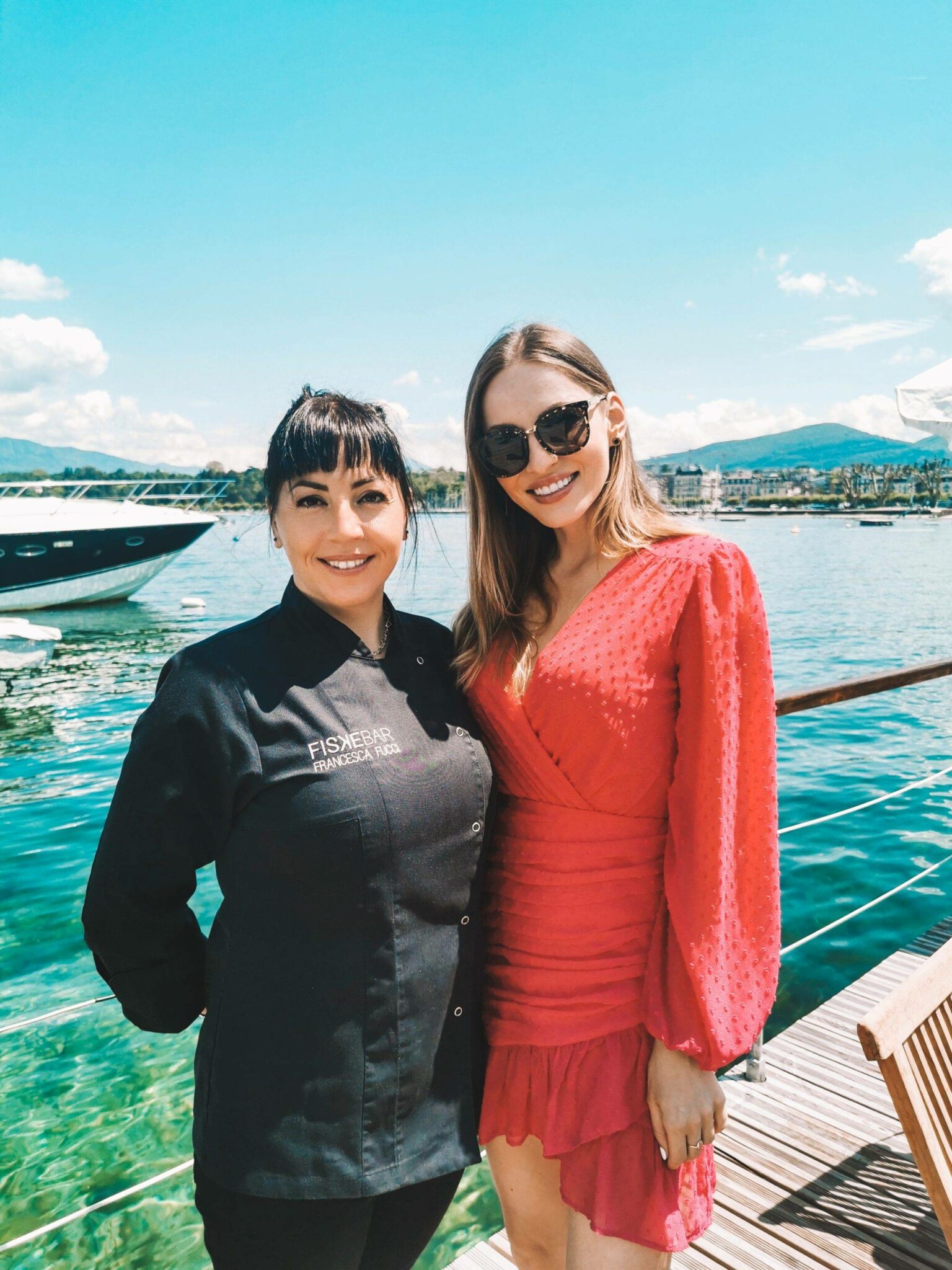 Bella Zofia, Izabela Switon-Kulinska at Bad by Fiskebar. with chef Francesca Fucci  Ritz-Carlton Hotel Geneva. Fine dinning. Geneva Restuarant. Geneva lifestyle blogger. with 