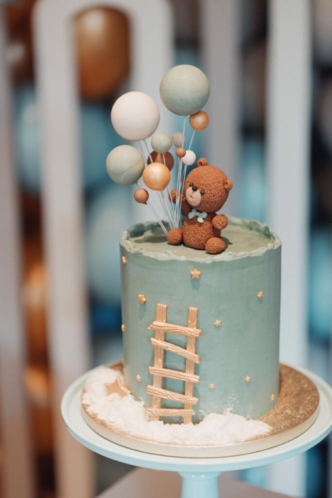 OH, BABY! My Dreamy Gender Neutral Baby Shower Theme. Delicious  Bear Cake, Water Green Color Palette and historical venue at L'Hôtel Restaurant du Parc des Eaux-Vives from 1750. 