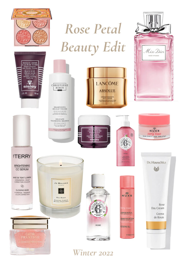 The Rose Petal Beauty Edit Winter 22/23 Edition.  15 powerful Rose-Infused must-have products. Nuxe, By Terry, Dior and Sisley and more.