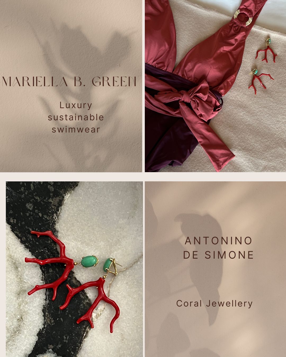 Ocean-Inspired Global Trend for Summer 2023 with sustainable swimwear brand Mariella B. Green and Antonino De Simone Italian Jewellery manufacturer. 