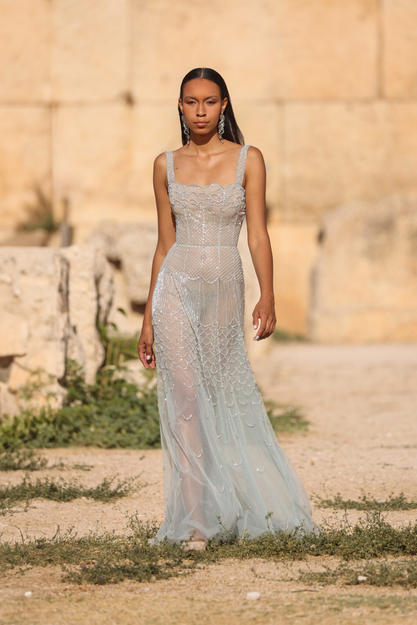 GODDESS OF LOVE Ready-To-Wear Spring 2024 When Fashion meets Heritage: Maison Georges Hobeika at Baalbek.