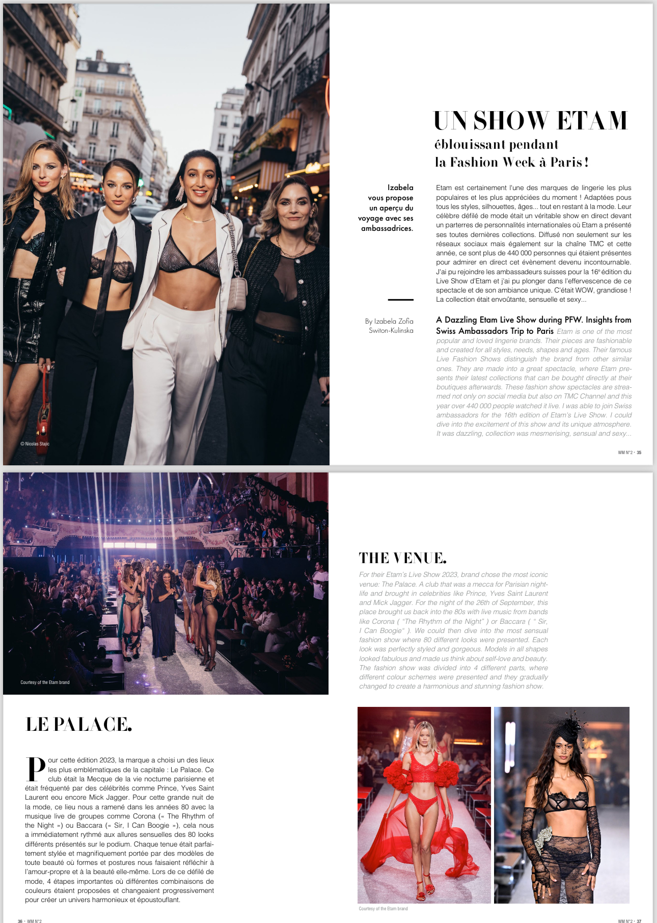 Welcome Magazine Geneva Article about Etam Fashion Show.