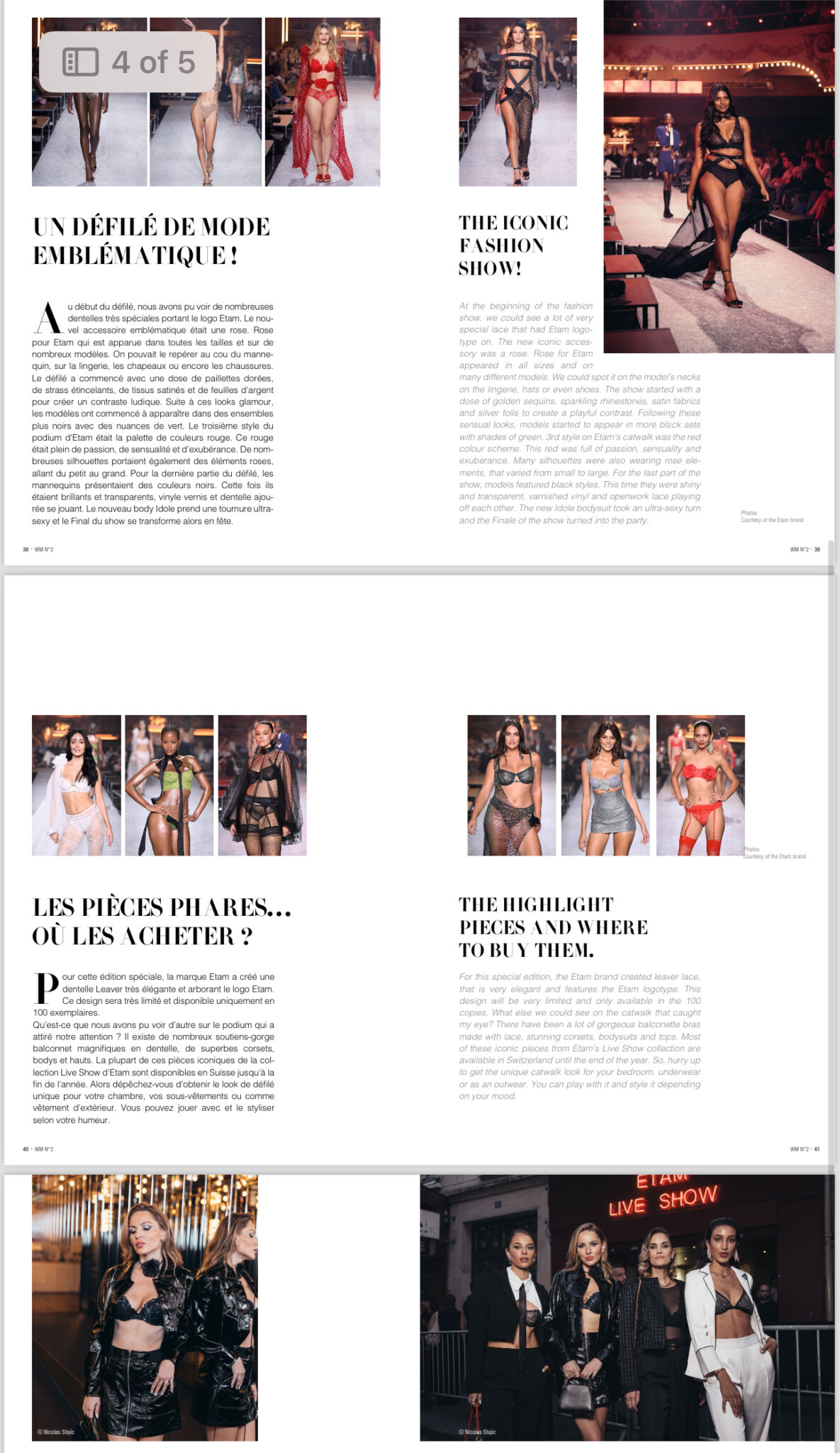 Welcome Magazine Geneva Article about Etam Fashion Show.